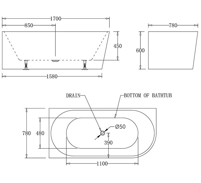 Back to wall bath tubs – Corner